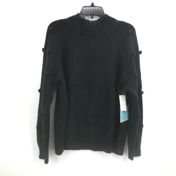 Cece Black Ball Sleeves Knitted Sweater Medium NWT - Picture 1 of 5